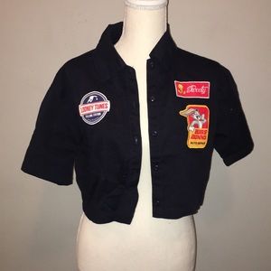 Looney tunes cropped button up